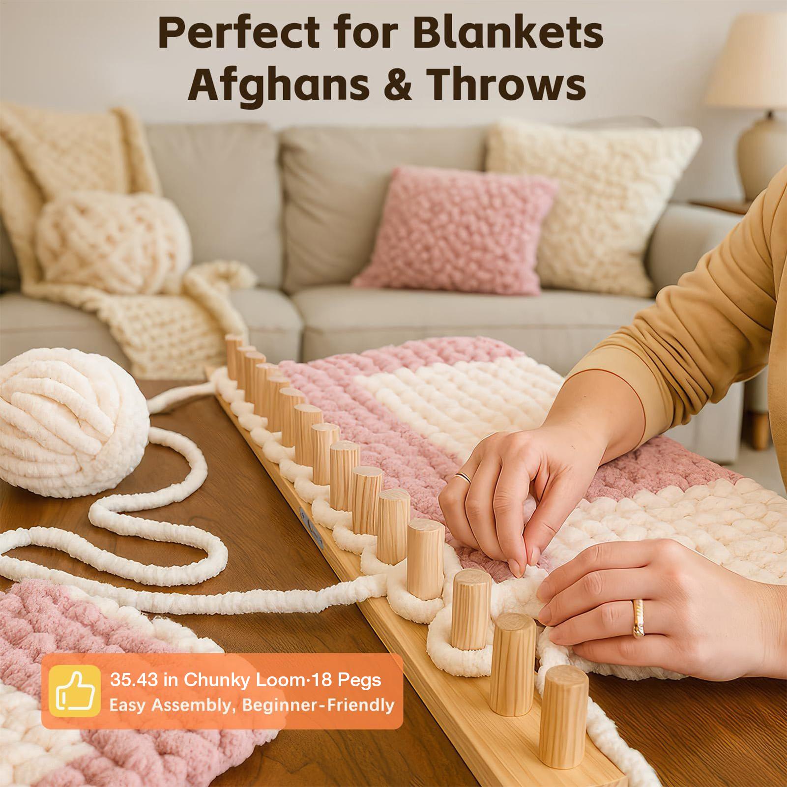 Yarn Home Decor - Tisser à tricoter 35 pouces bois