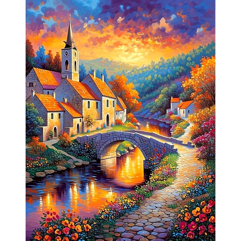 Home Decor Diy Ideas - Peinture par numéros CHENISTORY River Bridge