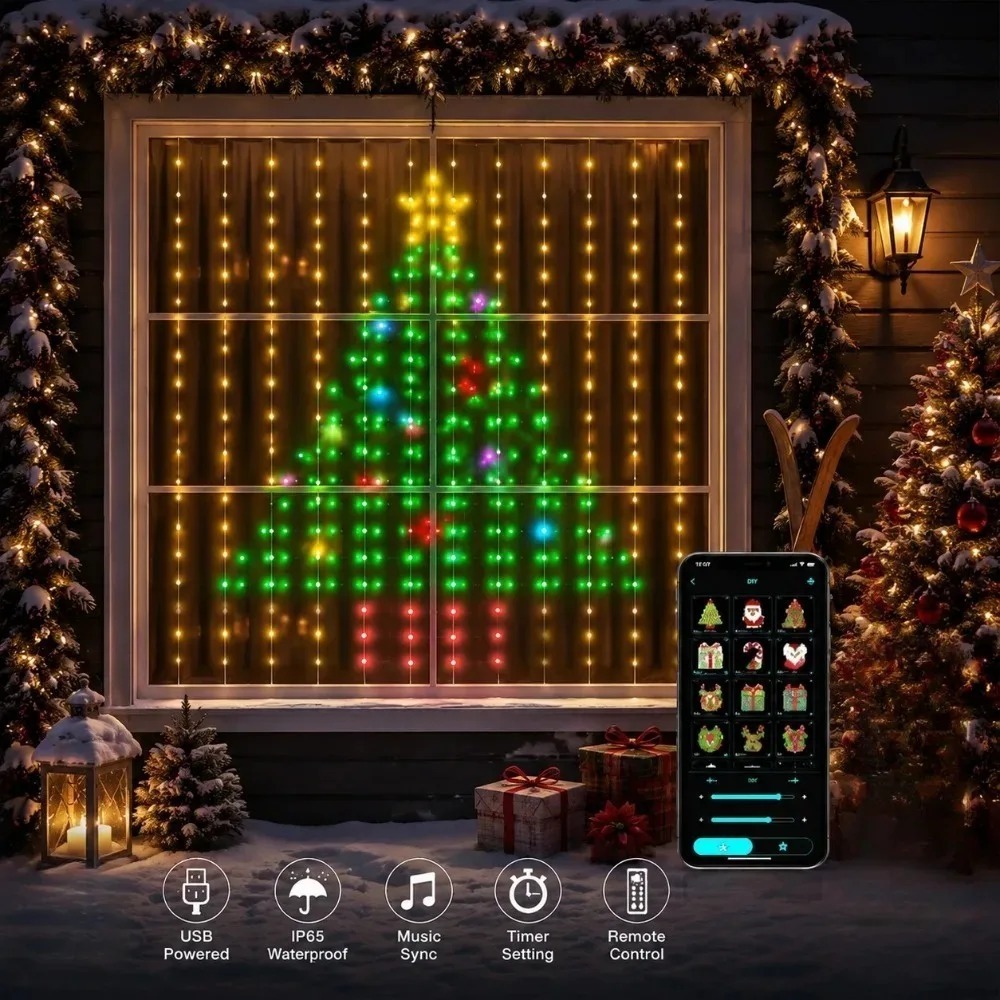 Home Decor Curtains - Rideaux lumineux à pixels LED, contrôle