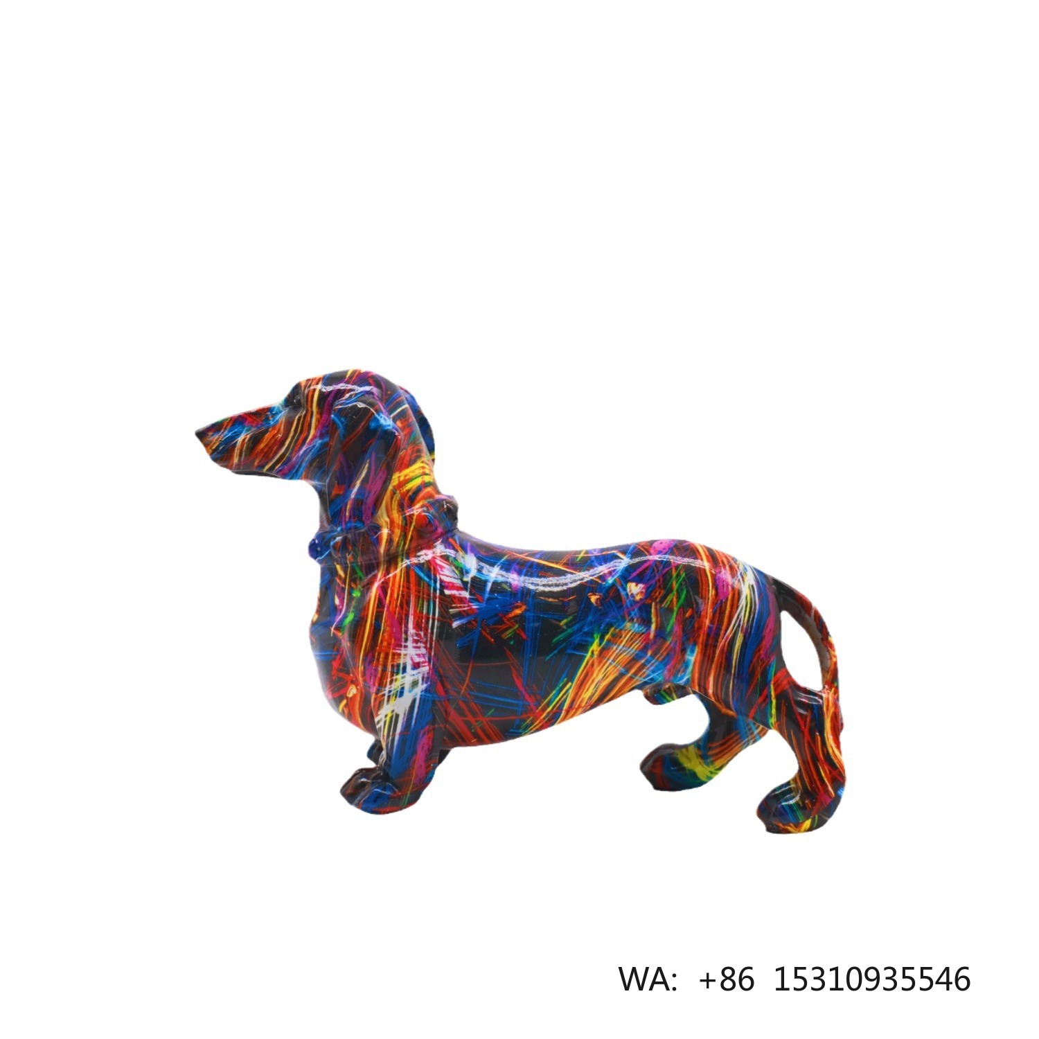 Home Decor Resin - Statue de chien en résine graffiti,