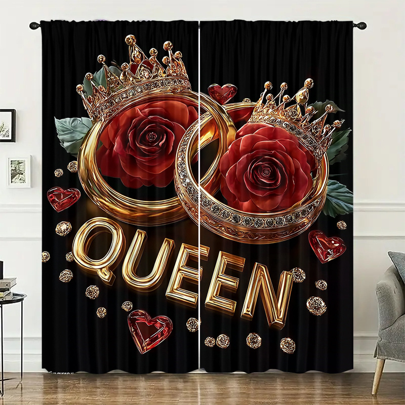 Home Decor Curtains - Rideaux à lettres anglaises Crown Rose