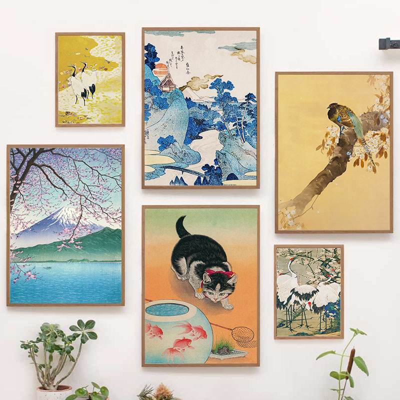 Home Decor Japandi - Peinture sur toile japonaise Katsushika Hokusai,