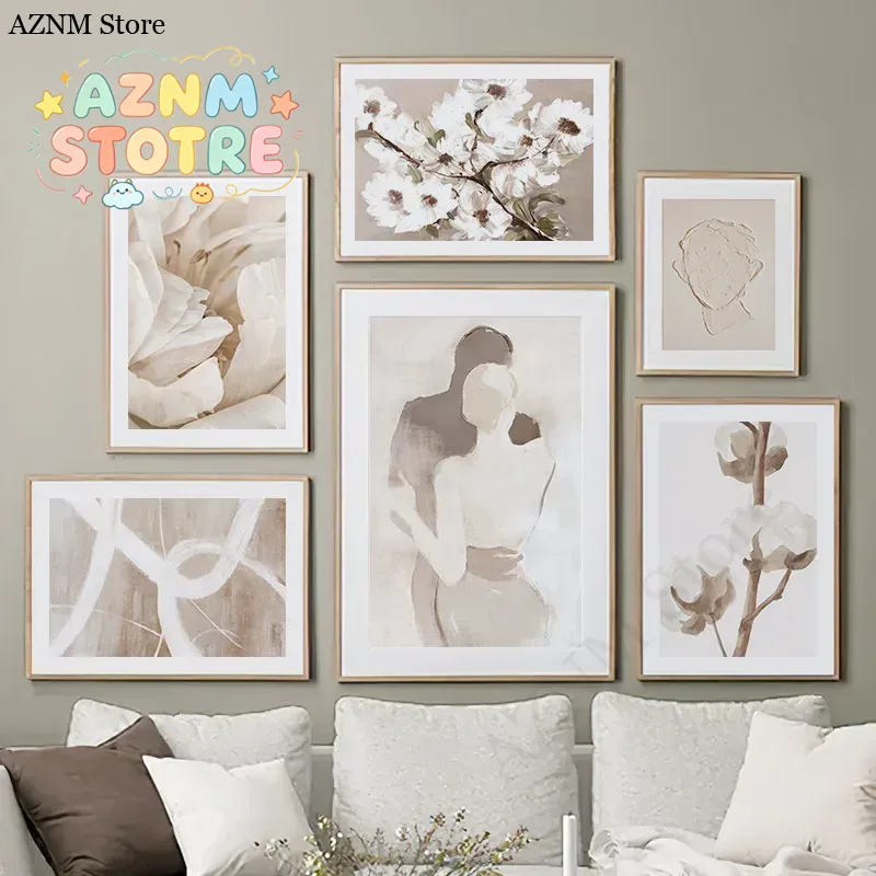 Home Decor Japandi - Peinture sur toile murale beige avec